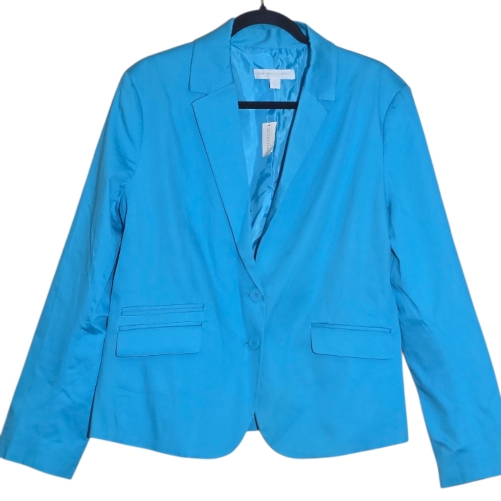 NWT New York & Co Stretch Women's Blazer Sz 18 Teal Casual Workwear